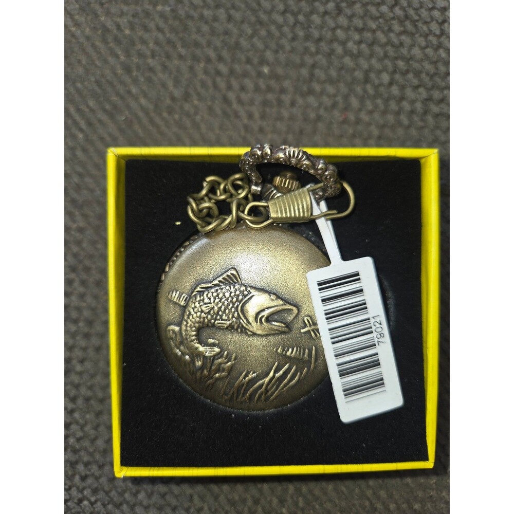 ​Invicta Pocket Watch Collection Bass Fish Hunter Case Bronze Tone NIB 79021